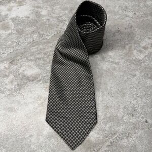 Today's Man Necktie Mens OS Grey Houndstooth Silk Made in Italy‎